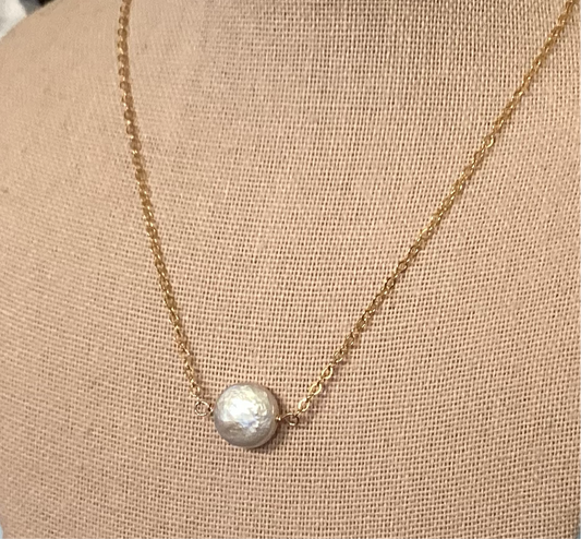 Petite Coin Pearl Necklace by Bethany