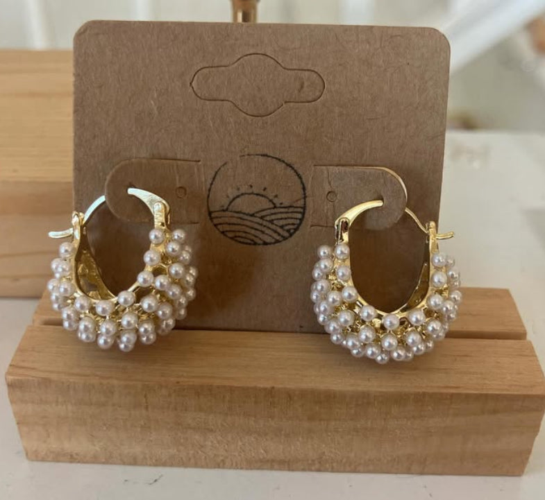 Mini Cluster Pearls Hoops